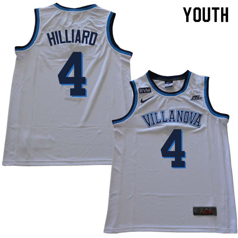 2018 Youth #4 Darrun Hilliard Willanova Wildcats College Basketball Jerseys Sale-White - Click Image to Close